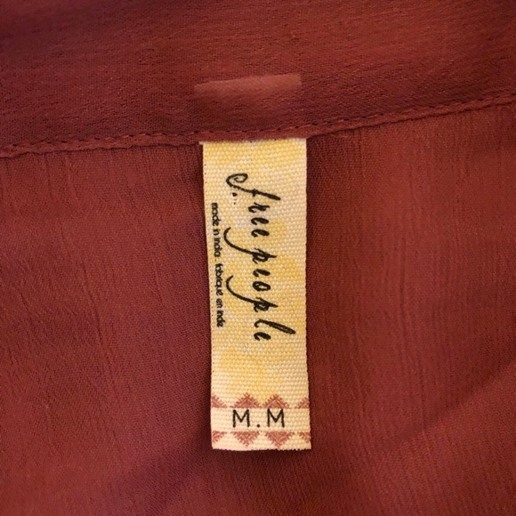 Free People ~ Sheer Button down Ruffle Top - Picture 9 of 9